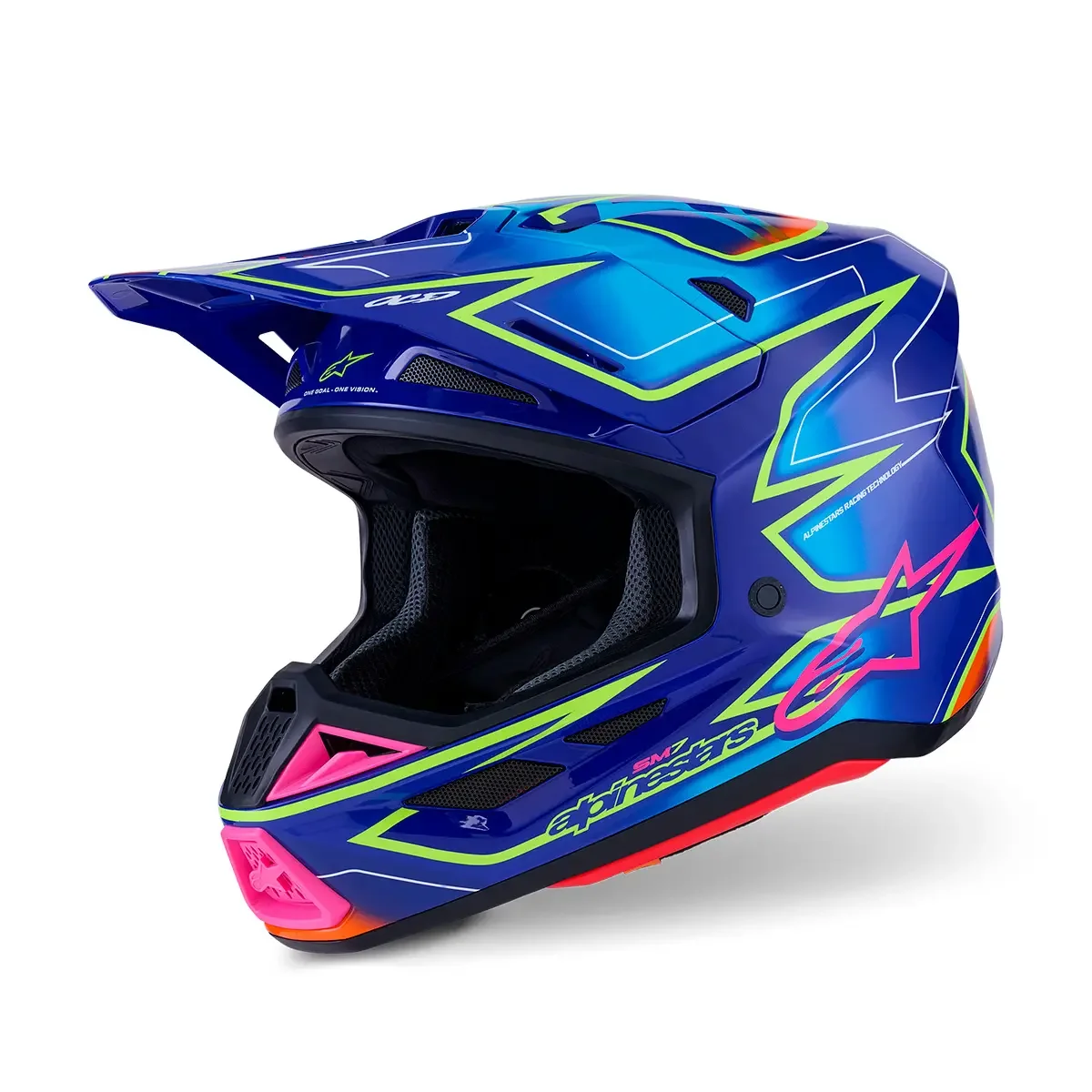 Capacete Alpinestars SM7 Cast Azul/Rosa/Amarelo Fluor - Spinelli